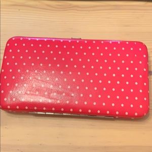 Pink and White polkadotted wallet